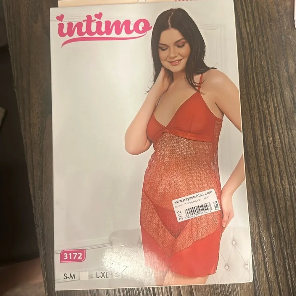 Intimo Red Babydoll Lingerie Set 2-Piece New With Tags Size M-L